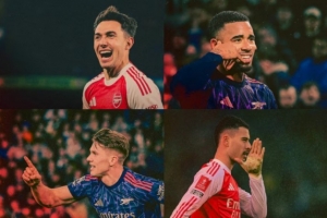 阿森纳一月最佳球员候选：约克雷斯、热苏斯、马丁内利和苏维门迪