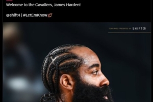 新的征程！哈登转发骑士欢迎他的海报并配文：